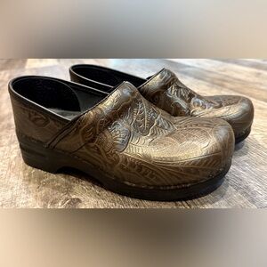 Dansko Brown Embossed Clogs